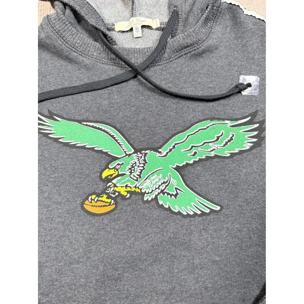Junk Food Philadelphia Eagles Hoodie Grey NFL Throwback Graphic Womens Medium